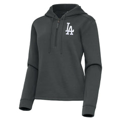 Los Angeles Dodgers Antigua Women's Contemporary Quarter-Zip Hoodie - Pewter