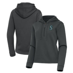Seattle Mariners Antigua Women's Contemporary Quarter-Zip Hoodie - Pewter