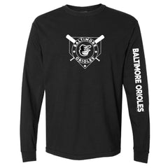 Baltimore Orioles Soft as a Grape Women's Pigment Dye Long Sleeve T-Shirt - Black