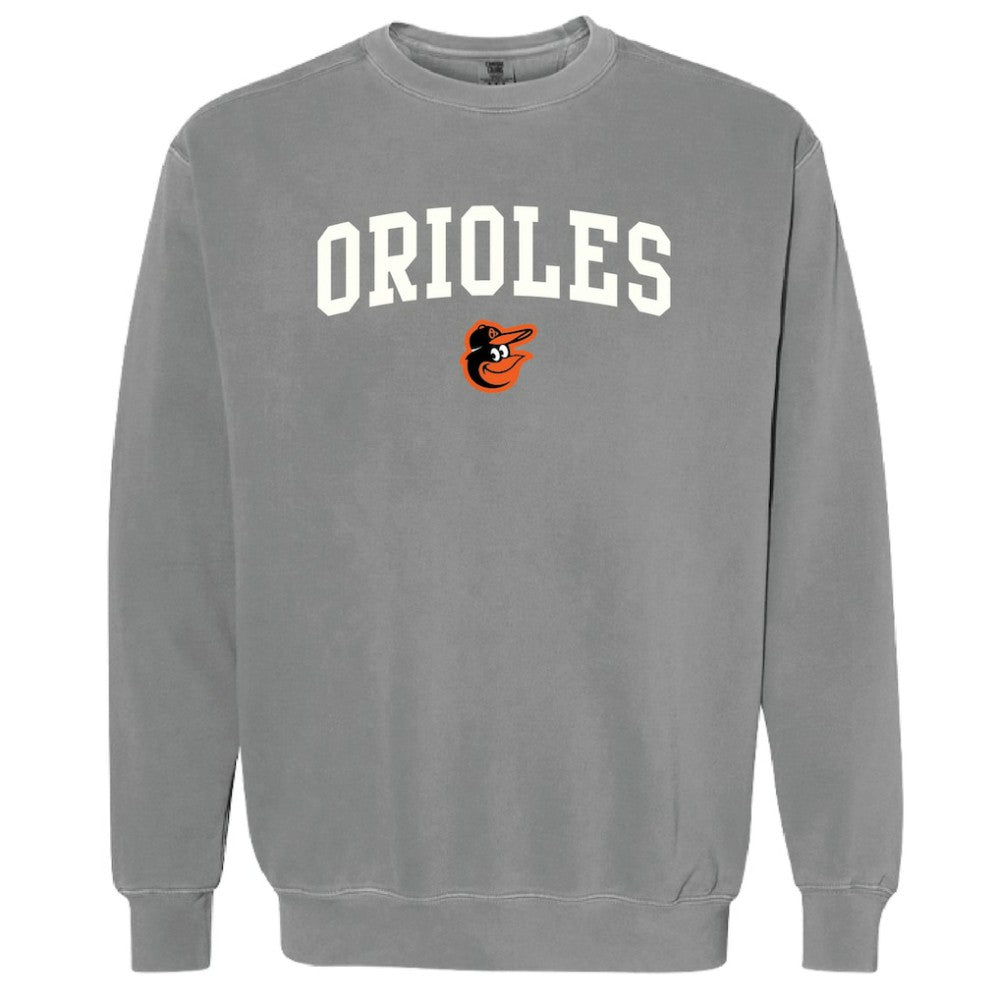 Baltimore Orioles Soft as a Grape Women's Pigment Dye Pullover Sweatshirt - Charcoal