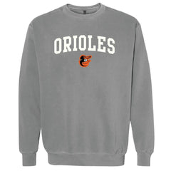 Baltimore Orioles Soft as a Grape Women's Pigment Dye Pullover Sweatshirt - Charcoal