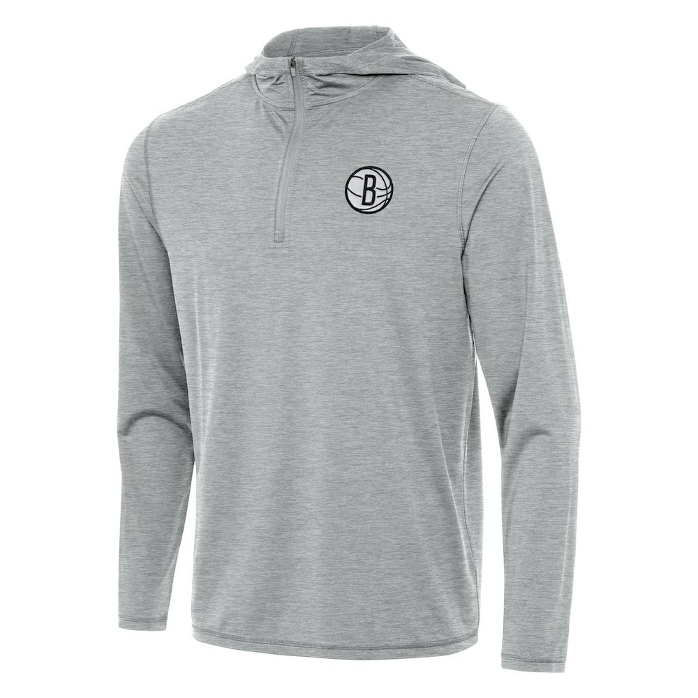 Brooklyn Nets Antigua Tidy Quarter-Zip Hoodie - Heather Gray on sale