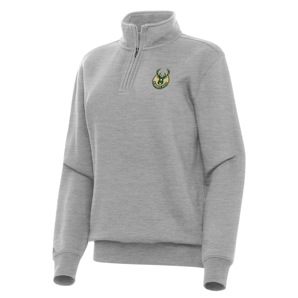 Milwaukee Bucks Antigua Women's Victory Quarter-Zip Sweatshirt - Heather Gray discount