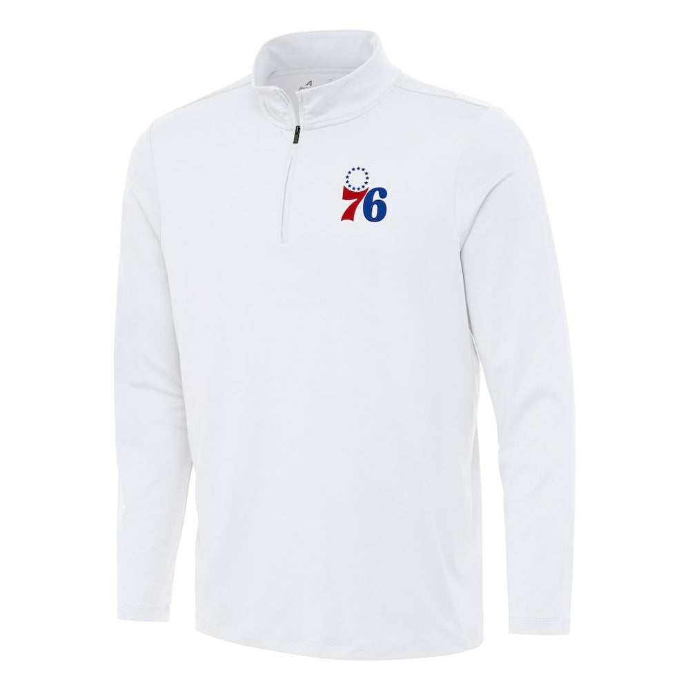 Philadelphia 76ers Antigua Reprocess Quarter-Zip Top - White on sale