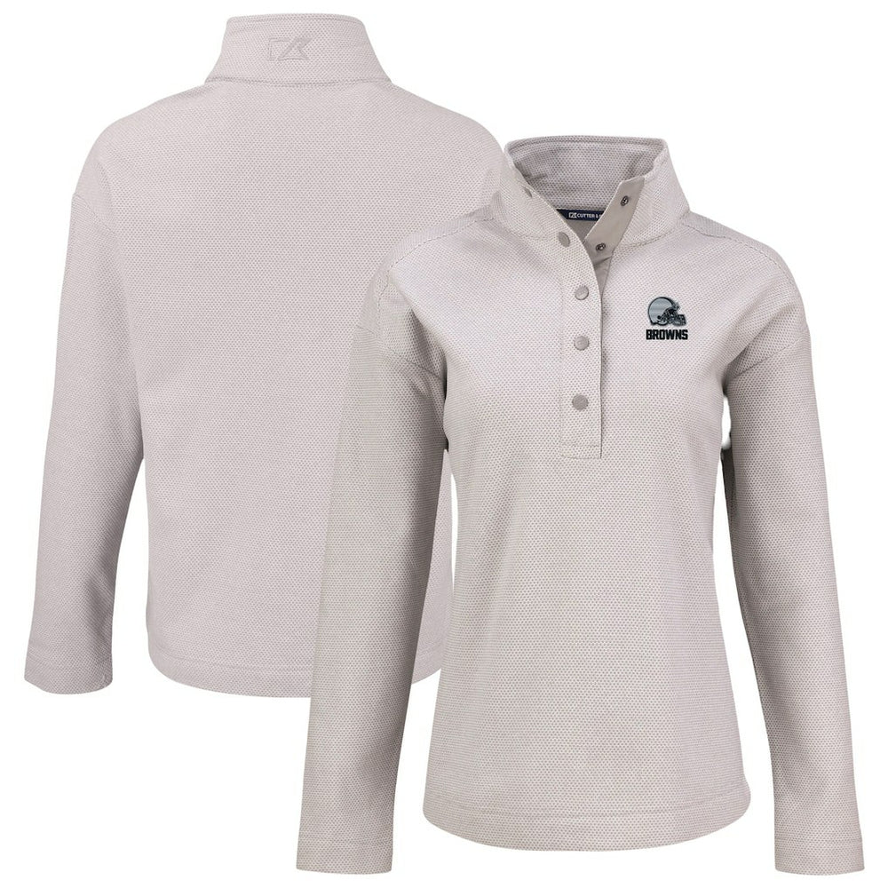 NFL Cleveland Browns Cutter & Buck Women's Hunts Point Eco Textured Fleece Recycled Quarter-Snap Pullover