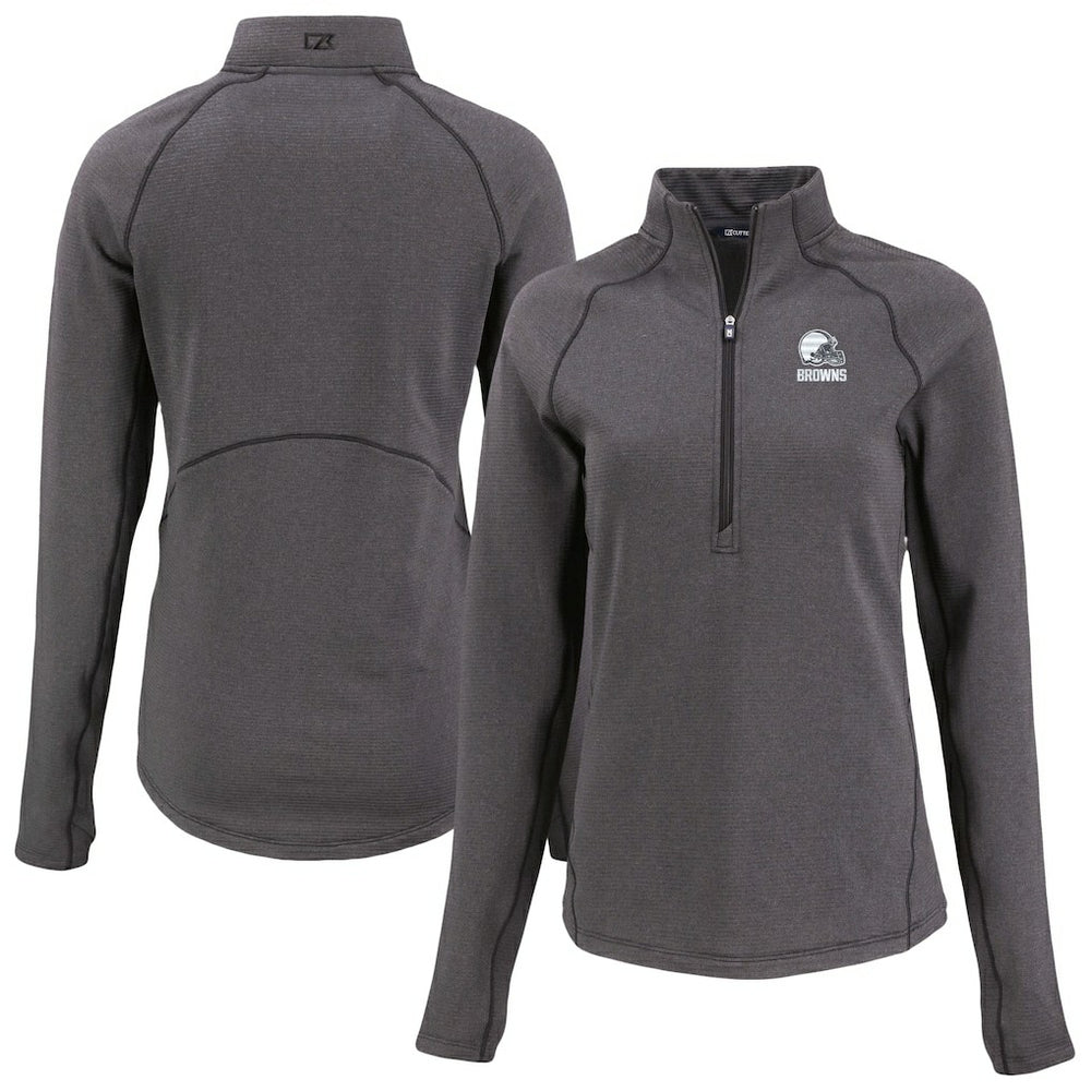 NFL Cleveland Browns Cutter & Buck Women's Peshastin Eco Fleece Recycled Half-Zip Pullover Top