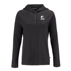 NFL Cleveland Browns Cutter & Buck Women's Coastline Epic Comfort Eco Recycled Quarter-Snap Long Sleeve Hoodie T-Shirt