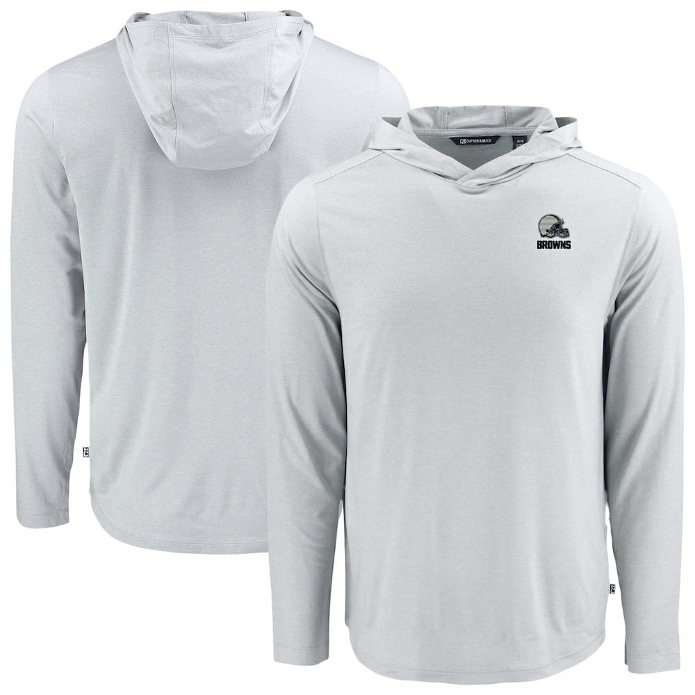 NFL Cleveland Browns Cutter & Buck Coastline Epic Comfort Eco Recycled Long Sleeve Hooded T-Shirt