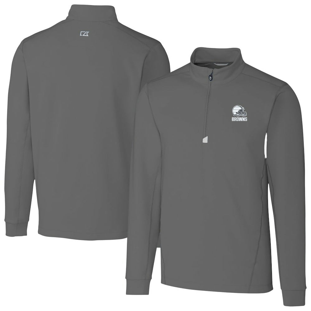 NFL Cleveland Browns Cutter & Buck Big & Tall Traverse Stretch Eco Quarter-Zip Pullover Top