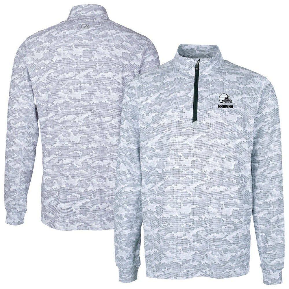 NFL Cleveland Browns Cutter & Buck Big & Tall Traverse Stretch Eco Camo Print Quarter-Zip Top