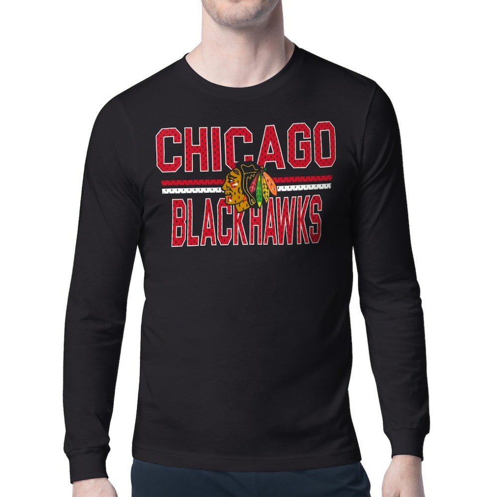Chicago Blackhawks Starter Mesh Look Team Name Long Sleeve T-Shirt