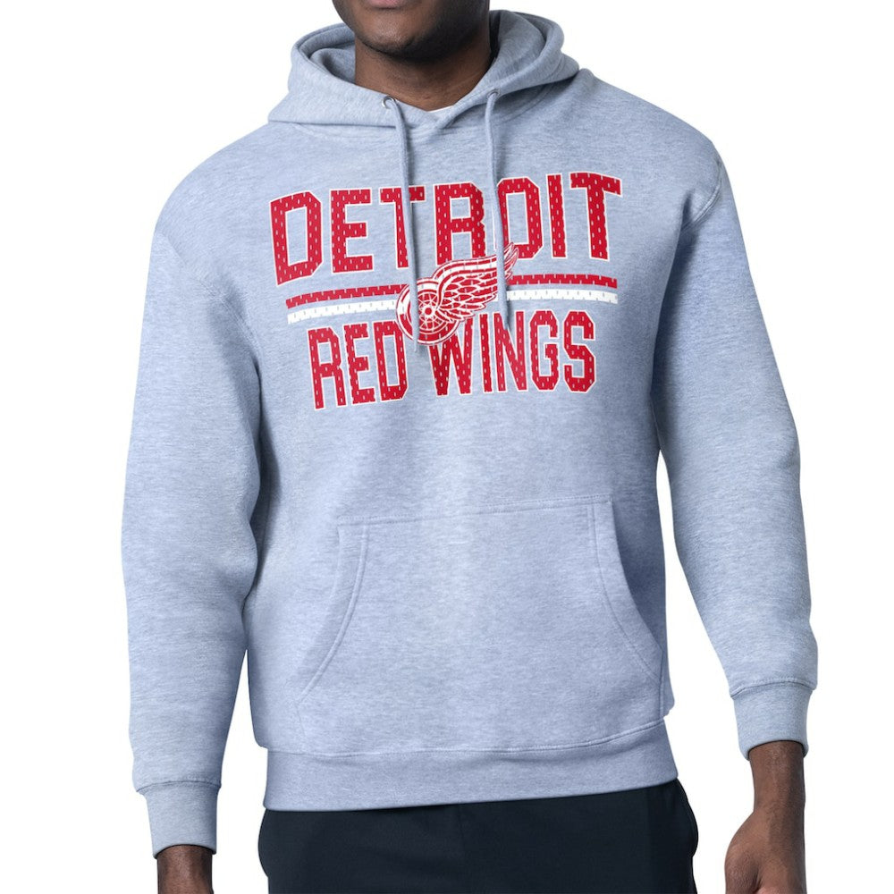Detroit Red Wings Starter Mesh Look Team Name Logo Tri-Blend Pullover Hoodie