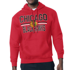 Chicago Blackhawks Starter Mesh Look Team Name Logo Tri-Blend Pullover Hoodie