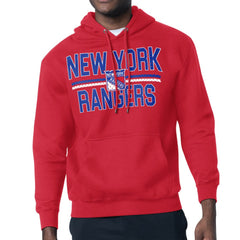 New York Rangers Starter Mesh Look Team Name Logo Tri-Blend Pullover Hoodie