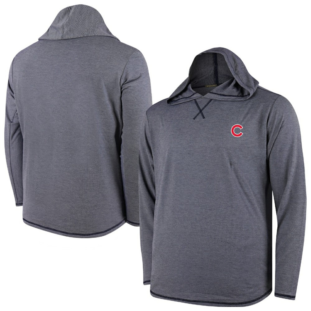 Chicago Cubs Butter Stripe Tri-Blend Long Sleeve Hoodie T-Shirt - Navy