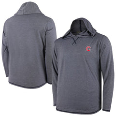 Chicago Cubs Butter Stripe Tri-Blend Long Sleeve Hoodie T-Shirt - Navy