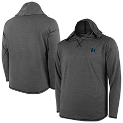 Miami Marlins Butter Stripe Tri-Blend Long Sleeve Hoodie T-Shirt - Black