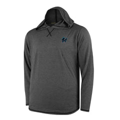 Miami Marlins Butter Stripe Tri-Blend Long Sleeve Hoodie T-Shirt - Black