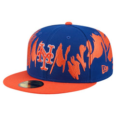 New York Mets Retro Pattern 59FIFTY Fitted Hat - Royal/Orange | New Era