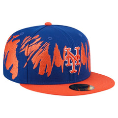 New York Mets Retro Pattern 59FIFTY Fitted Hat - Royal/Orange | New Era