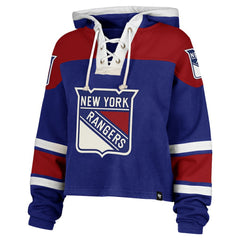New York Rangers '47 Women's Cropped Superior Lacer Pullover Hoodie