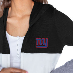 NFL New York Giants Gameday Couture Women's Tri-Blend Color Block Lightweight Cardigan Hoodie
