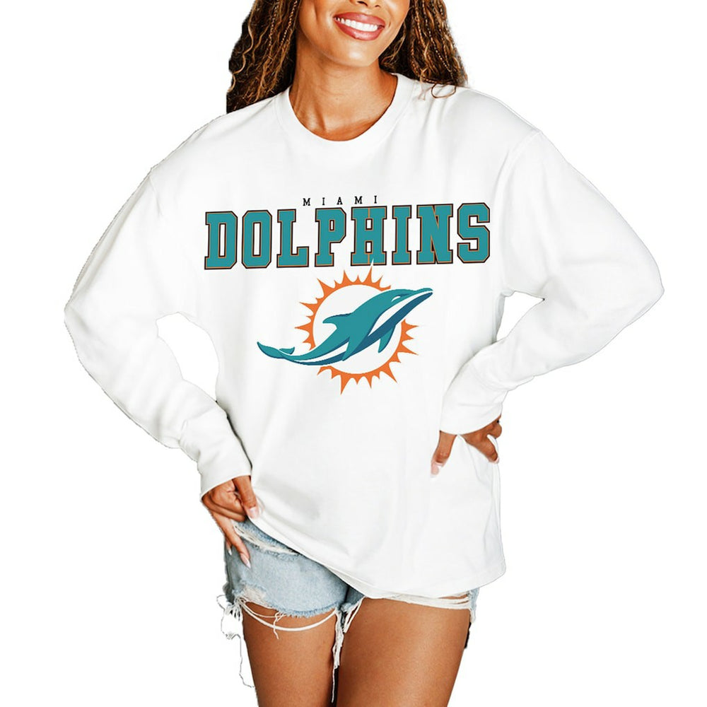NFL Miami Dolphins Gameday Couture Women's Big Goals Oversized Long Sleeve T-Shirt