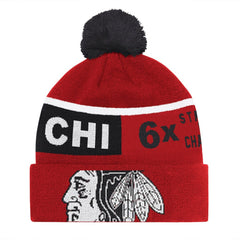 Chicago Blackhawks Starter Chyron Commemorative Cuffed Knit Hat with Pom
