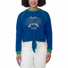NFL Seattle Seahawks WEAR by Erin Andrews Women's Plus Size Tie-Front Long Sleeve Top