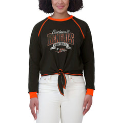 NFL Cincinnati Bengals WEAR by Erin Andrews Women's Plus Size Tie-Front Long Sleeve Top
