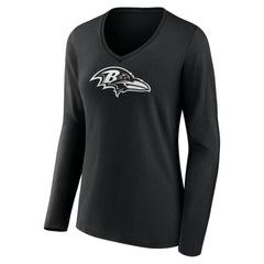 NFL Baltimore Ravens Women's Personalized Name & Number Monochrome Long Sleeve V-Neck T-Shirt