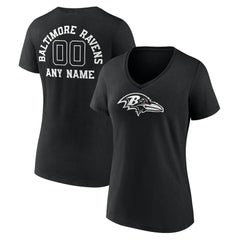 NFL Baltimore Ravens Women's Personalized Name & Number Monochrome V-Neck T-Shirt