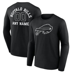 NFL Buffalo Bills Personalized Name & Number Monochrome Long Sleeve T-Shirt