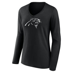 NFL Carolina Panthers Women's Personalized Name & Number Monochrome Long Sleeve V-Neck T-Shirt