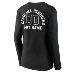 NFL Carolina Panthers Women's Personalized Name & Number Monochrome Long Sleeve V-Neck T-Shirt