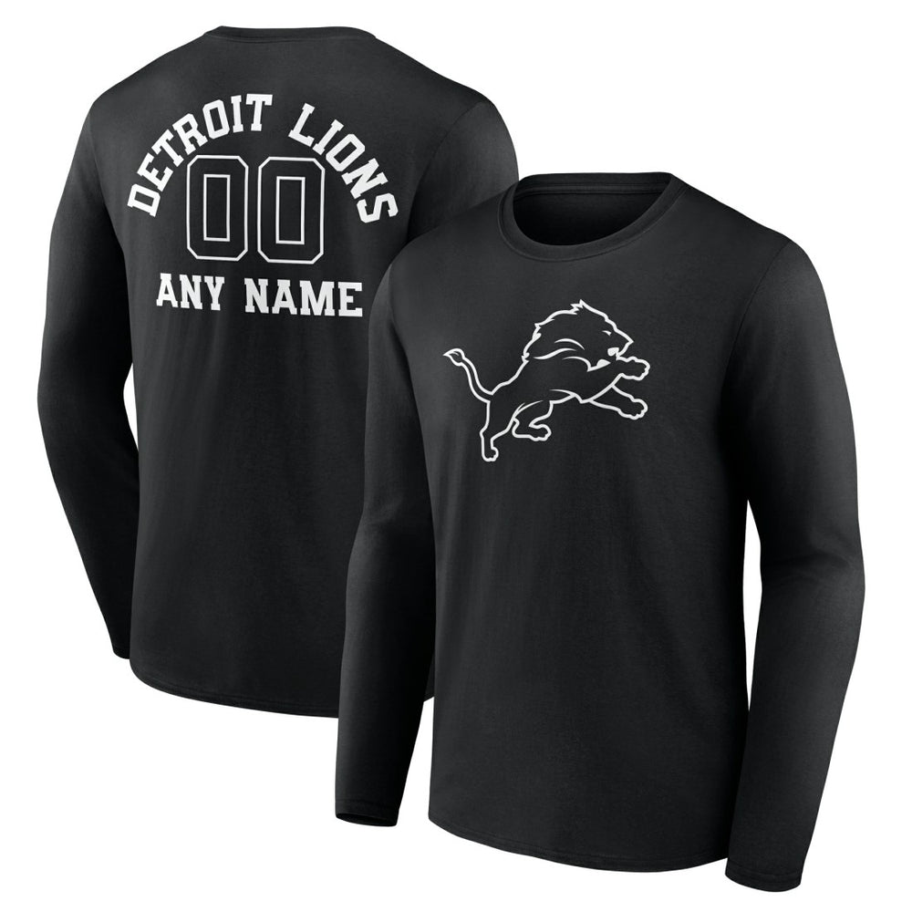 NFL Detroit Lions Personalized Name & Number Monochrome Long Sleeve T-Shirt