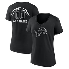 NFL Detroit Lions Women's Personalized Name & Number Monochrome V-Neck T-Shirt