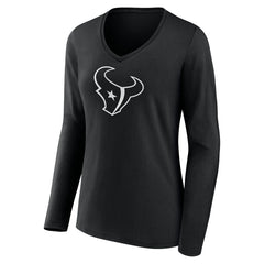 NFL Houston Texans Women's Personalized Name & Number Monochrome Long Sleeve V-Neck T-Shirt