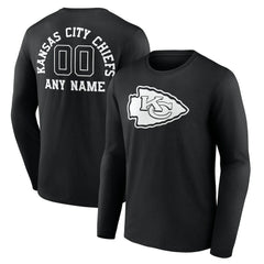 NFL Kansas City Chiefs Personalized Name & Number Monochrome Long Sleeve T-Shirt