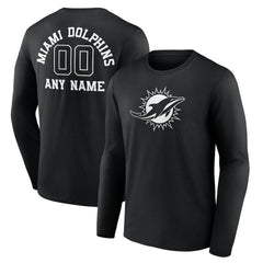 NFL Miami Dolphins Personalized Name & Number Monochrome Long Sleeve T-Shirt
