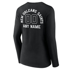 NFL New Orleans Saints Women's Personalized Name & Number Monochrome Long Sleeve V-Neck T-Shirt
