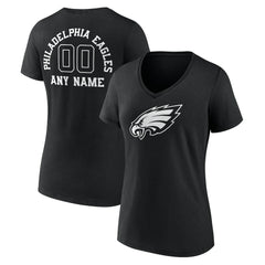 NFL Philadelphia Eagles Women's Personalized Name & Number Monochrome V-Neck T-Shirt