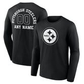 NFL Pittsburgh Steelers Personalized Name & Number Monochrome Long Sleeve T-Shirt