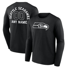 NFL Seattle Seahawks Personalized Name & Number Monochrome Long Sleeve T-Shirt