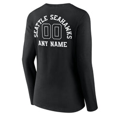 NFL Seattle Seahawks Women's Personalized Name & Number Monochrome Long Sleeve V-Neck T-Shirt