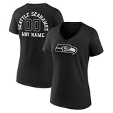 NFL Seattle Seahawks Women's Personalized Name & Number Monochrome V-Neck T-Shirt