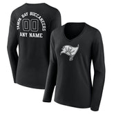 NFL Tampa Bay Buccaneers Women's Personalized Name & Number Monochrome Long Sleeve V-Neck T-Shirt