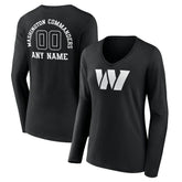NFL Washington Commanders Women's Personalized Name & Number Monochrome Long Sleeve V-Neck T-Shirt