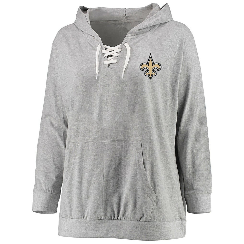 NFL New Orleans Saints Women's Plus Size Lace-up Pullover Hoodie