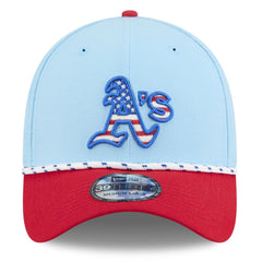 Athletics 2025 Fourth of July 39THIRTY Flex Hat - Light Blue/Red | New Era